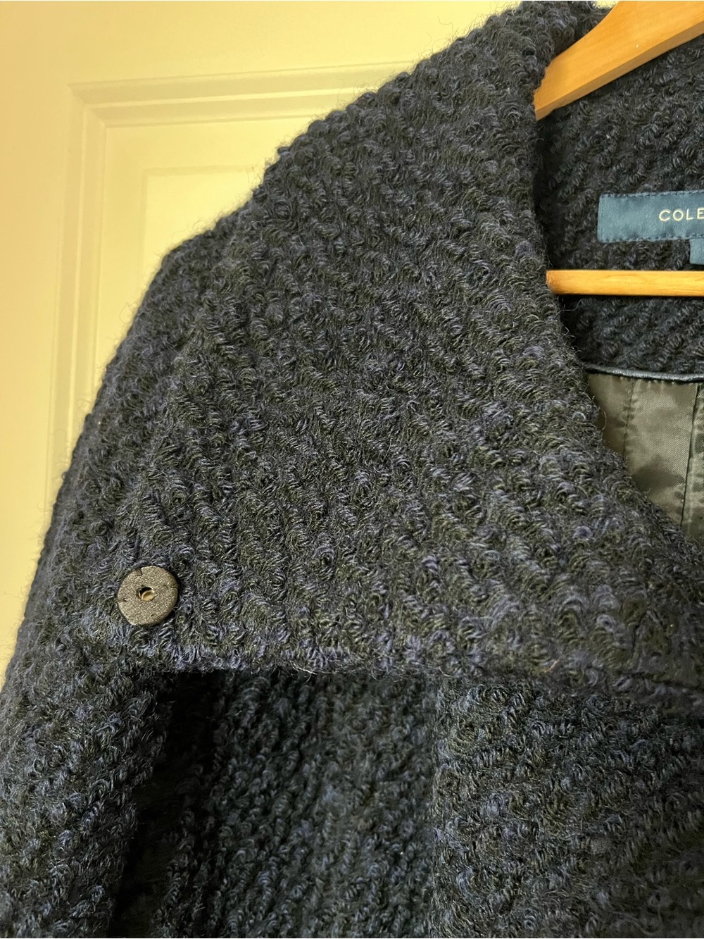 Cole Haan Textured Wool Blend Cocoon Coat Oversized Minimalist - Picture 6 of 11
